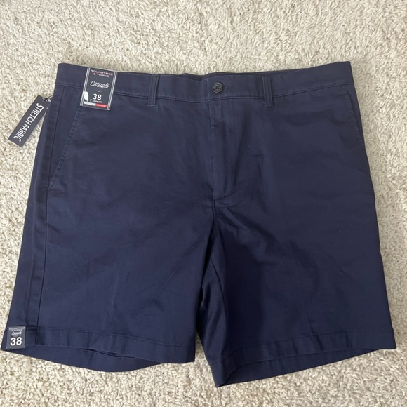 Men's Size 38 Flat Front Stretch Navy Shorts NWOT - Picture 1 of 4